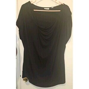 New York & Company Stretch Woman's Black Blouse XL Pleated